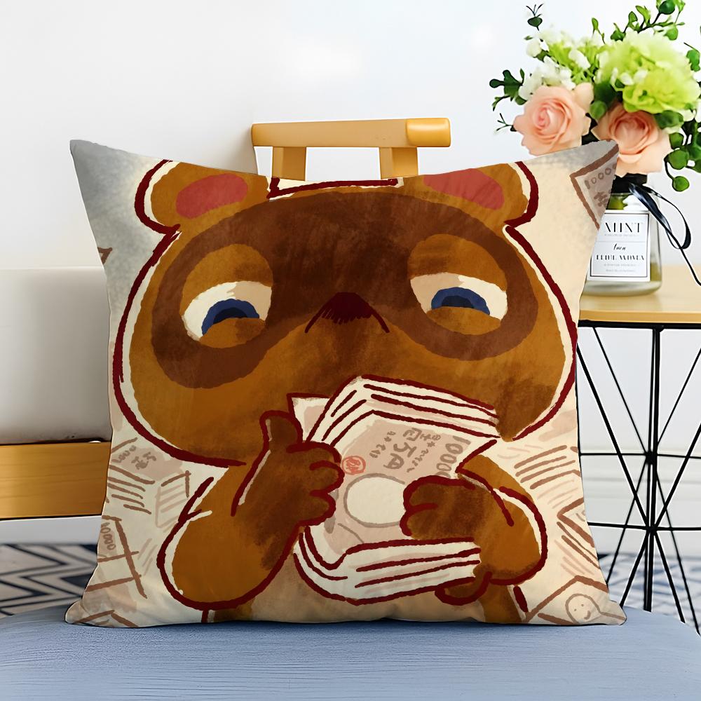 

TTom Nook Cushion Cover Washable Linen Pillowcase Soft for Sofa Bed Cozy Home Room Decor 30x30cm