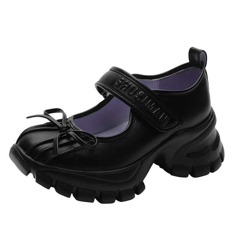 

Zhaoyi Silver Thick Sole Ballet Shoes with Velcro Bow Size 38 чёрный