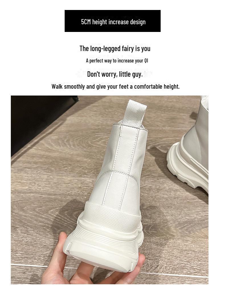 Dámské bílé vysoké 2022 z pravé kůže platformové ležérní tenisky