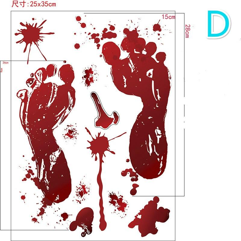Halloween Decorations Blood Prints Wall Stickers Blood Footprints Ghost Axe Props Easter Stickers Window Stickers