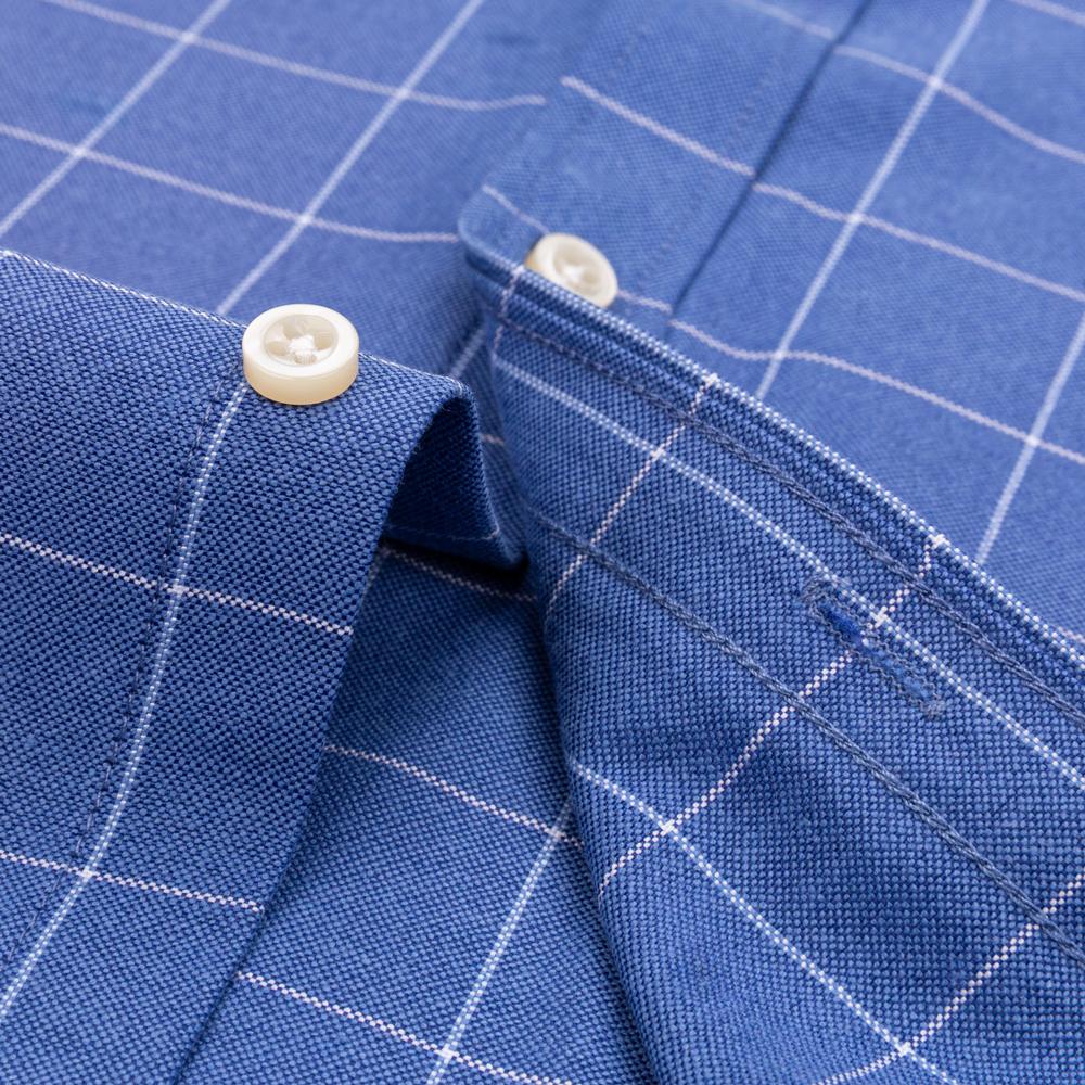 Men's Oxford Long Sleeve Shirt 100% Cotton Wrinkle Resistant & Breathable, Solid Plaid Striped Comfort Casual Button-down Shirts
