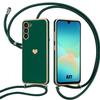 Case for Samsung Galaxy A27 5G, Soft Silicone Anti-Scratch Heart Pattern with Night Green Cord