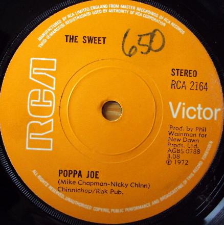 

7inch Record SWEET - Poppa Joe RCA2164 RCA Victor 1972 UK Rock Used