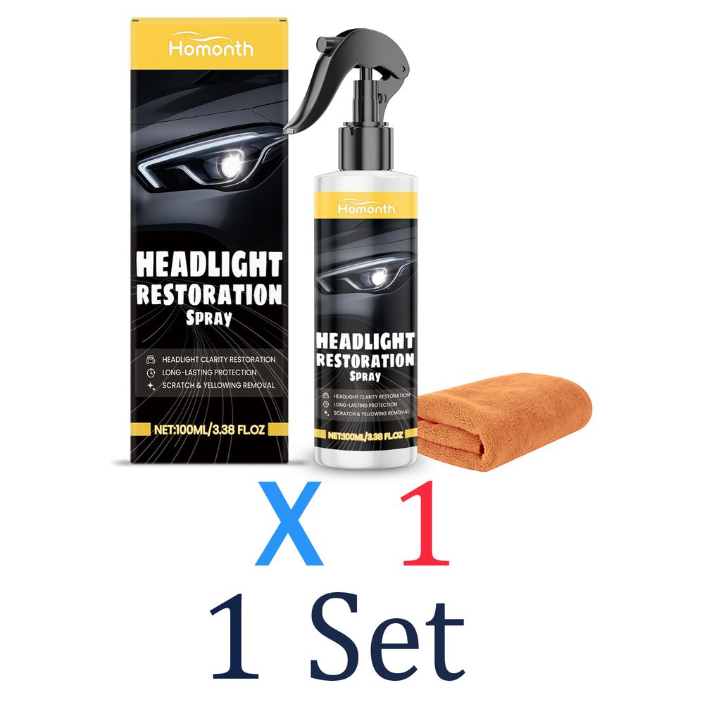 Headlight Care Kit 100ml Restores Lighting Effect Improves Night Driving Safety Anti Dust Polish Spray with Towel Night Drive