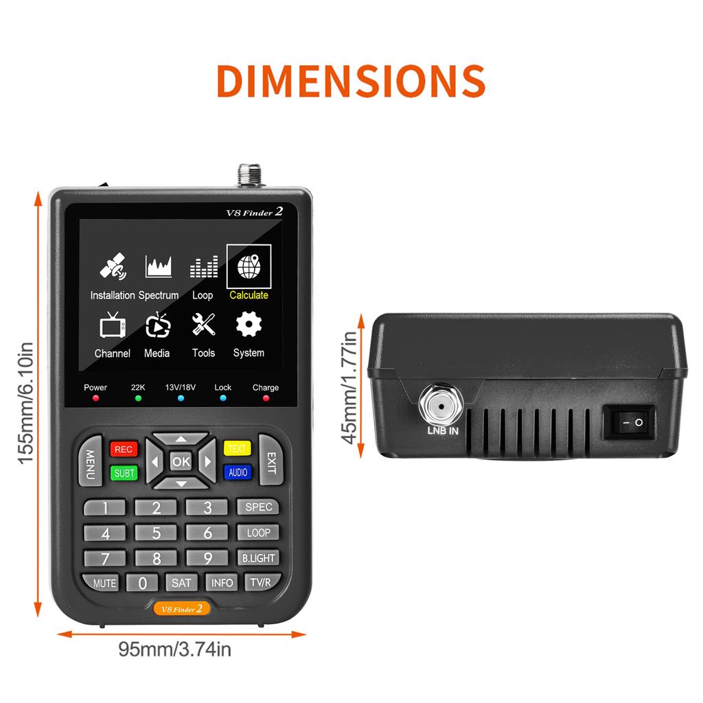 GTMEDIA V8 Finder 2 TV Signal Finder Meter DVB S S2 S2X Signal Receiver 3.5 Inch LCD Dispaly H.264 Auto Calculate Angle