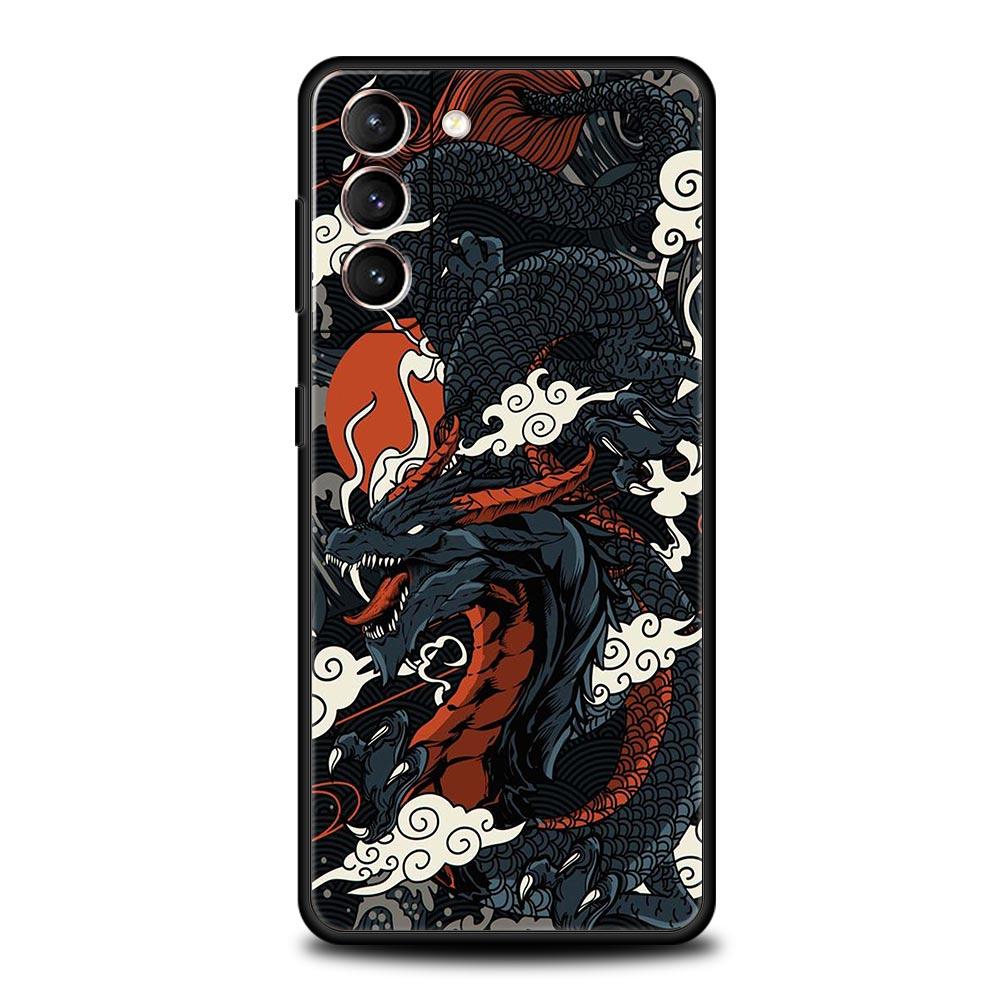 Dragon Phone Case For Samsung Galaxy S25 S24 S23 FE S22 Ultra S20 S21 5G S10 Plus S10E Soft Black Cover