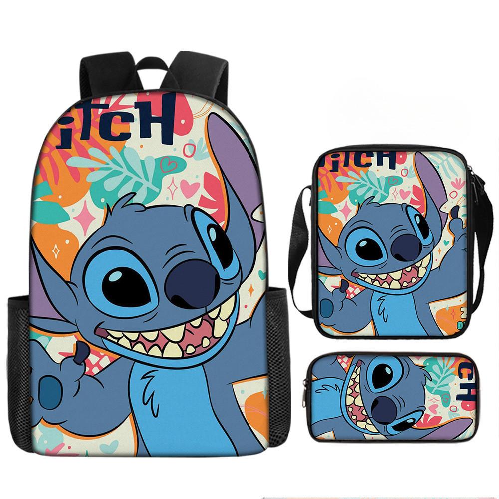 Disney Stitch School Backpack Oxford Cloth Lightweight Breathable Bookbag For Kids