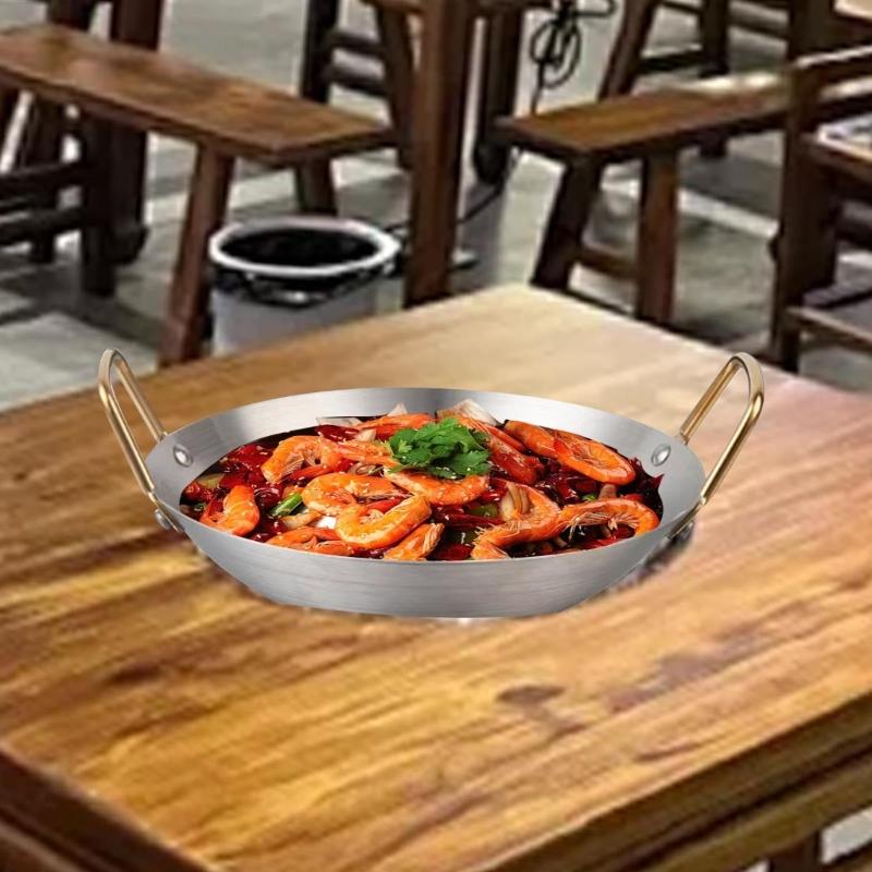 Stalowa Wok Patelnia Do Smażenia z Równomiernym Rozprowadzaniem Ciepła i Podwójnym Uchwytem Idealna do Domu i Restauracji