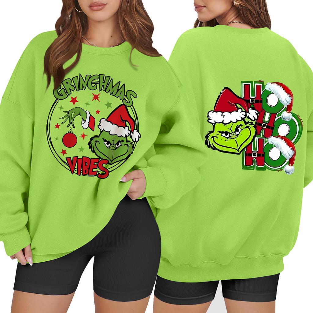 Dammode Långärmad Tryck Rund Hals Lös Pullover Tröja Topp