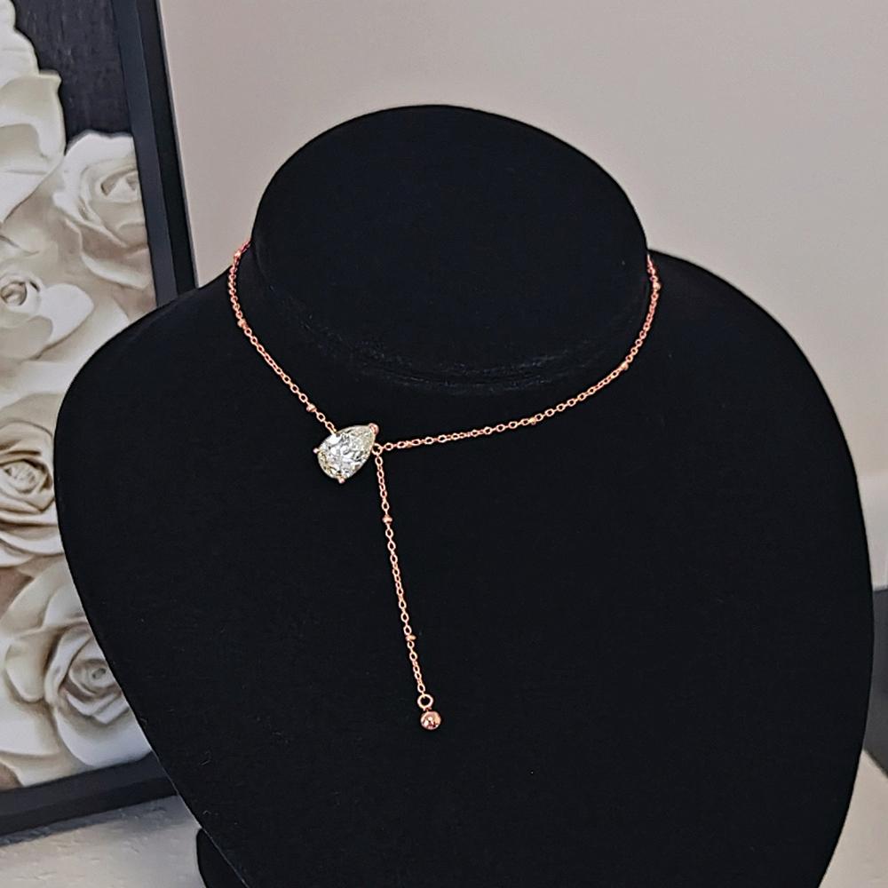 Zertifizierte 1/2/3 Karat Wassertropfen Moissanit Anhänger Halskette Für Frau S925 Silber Y-Stil Tropfen Schliff Solitär Diamant Halskette