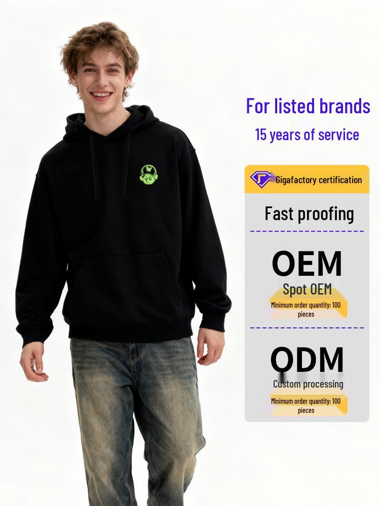 RDJ Casual Loose Fit Velvet Couple Hoodie for Men Large