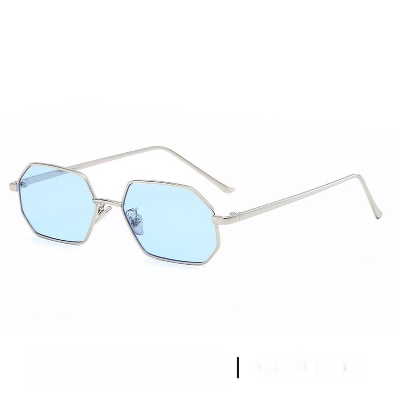 Geometric Metal Sunglasses With Colorful Ocean Lenses For Outdoor And Party Use