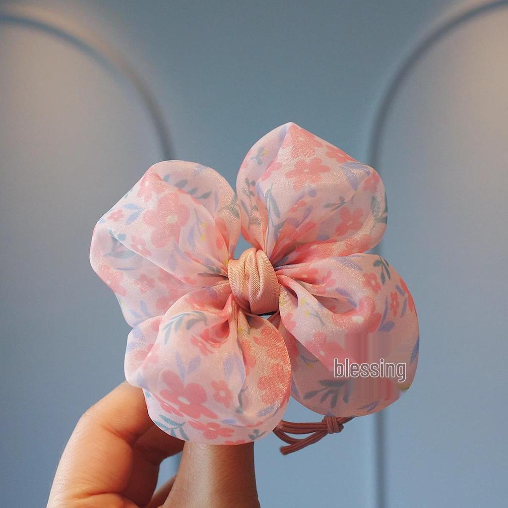 Child-Friendly High Elastic Hair Ties: Floral Bows & Ponytail Holders