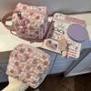 Tragbare Kosmetiktasche mit großer Kapazität, Polyester, Erdbeermuster, Federmäppchen mit Reißverschluss, Reise-Aufbewahrungstasche