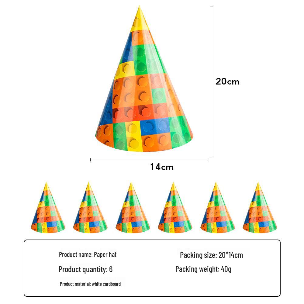 Building Blocks Birthday Party Set: Children's Game Blocks & Disposable Tableware