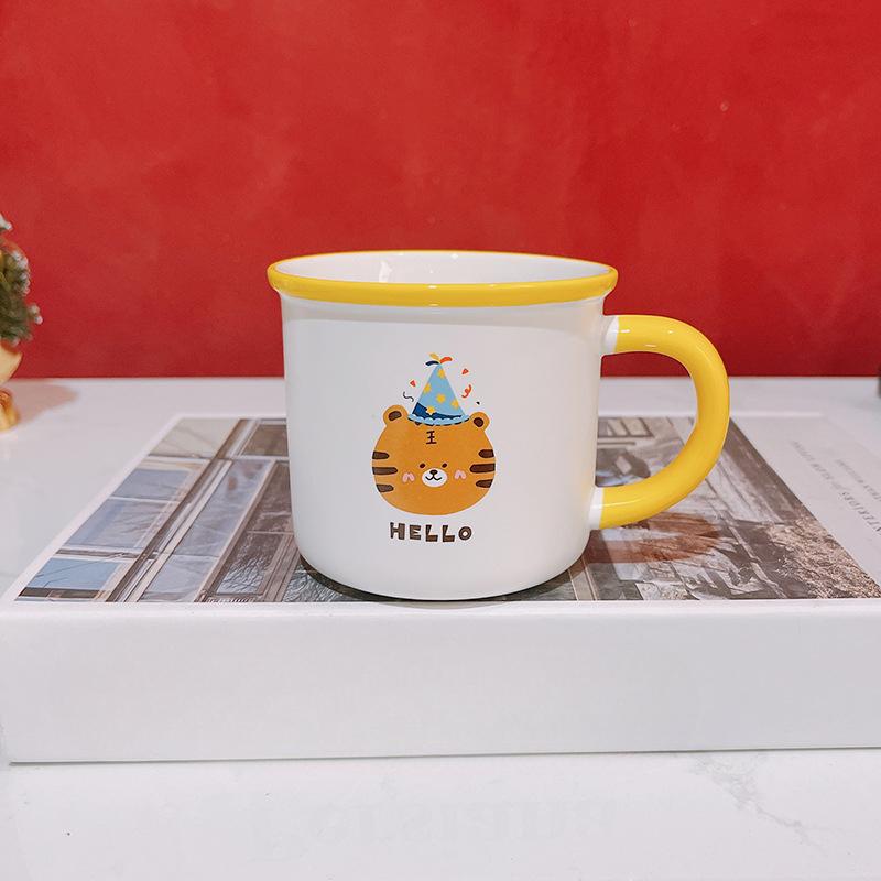 Birthday Gift Cartoon Cute Tiger Birthday Hat Souvenir 100-day Banquet Gift Ceramic Cup Children's Cup