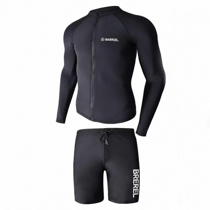 Heren UPF 50 Rash Guard Lange Mouw Zwemshirt Met Rits Korte Broek Of Lange Broek Sneldrogend Snorkelen Surfen Duiken Pak