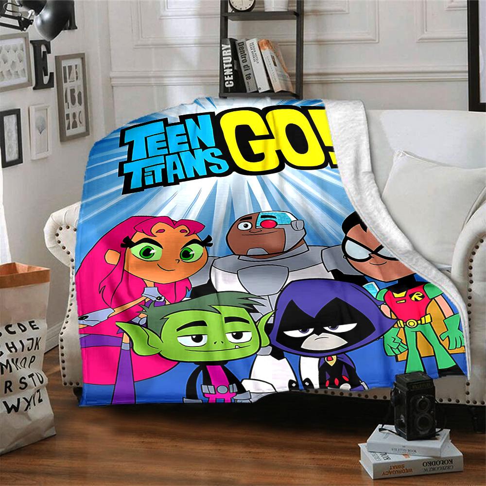 Teen Titans Go Adventure Flannel Blanket Super Soft Warm Cozy Blanket For Sofa Bed Office Travel Allseason Home Decor Gift