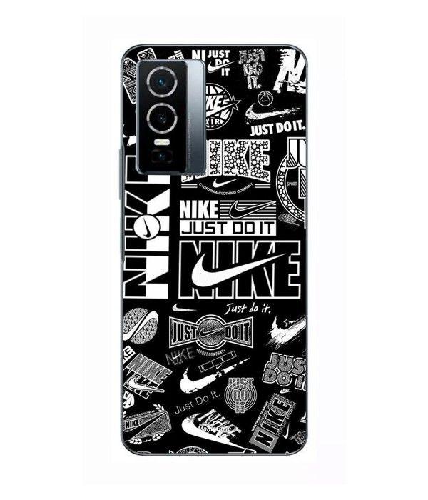 Coque Pour Vivo Y76 5G Nike air logo Download Nike Graffiti Noir et blanc Maniacase noir