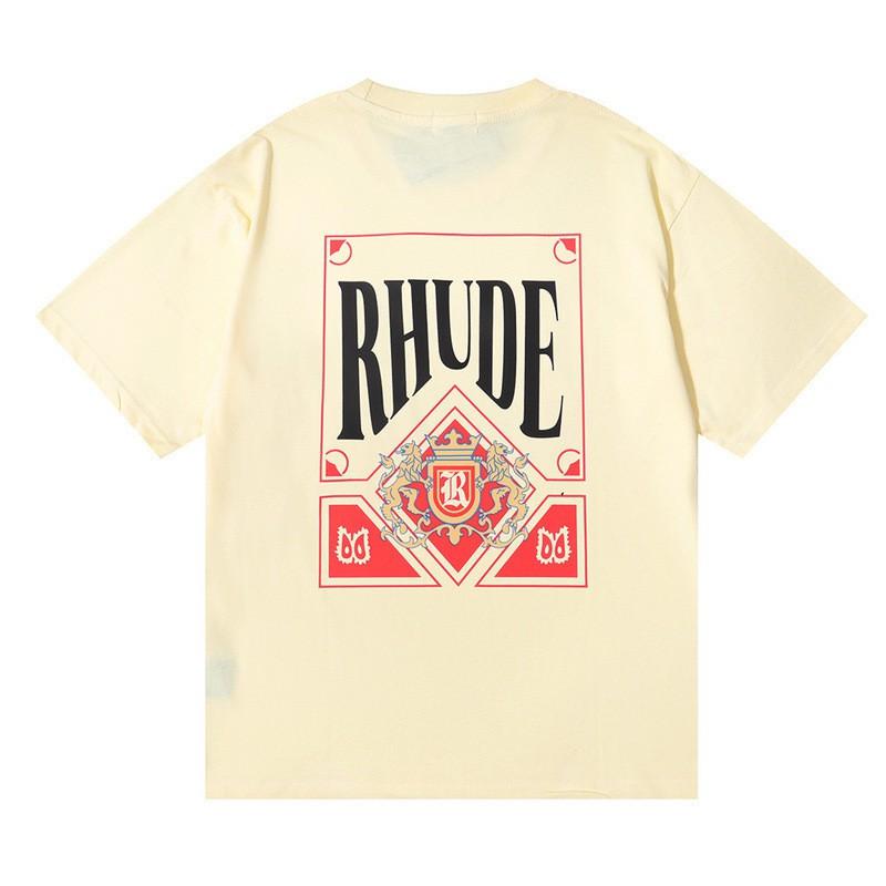 RHUDE Poker Print Cotton T-Shirt Men Women High Street Casual Top Everyday Wear