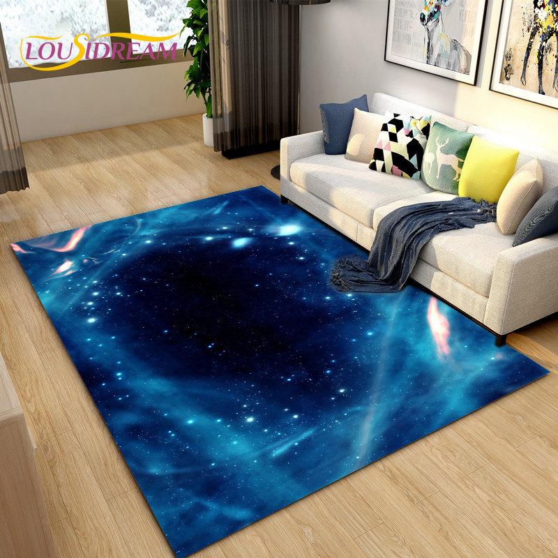 Tappeto Area Stelle Spazio Universo Galassia, Tappeto per Soggiorno Decorazione Camera dei Bambini, Tappetino Antiscivolo per Gioco e Gattonamento Bambini