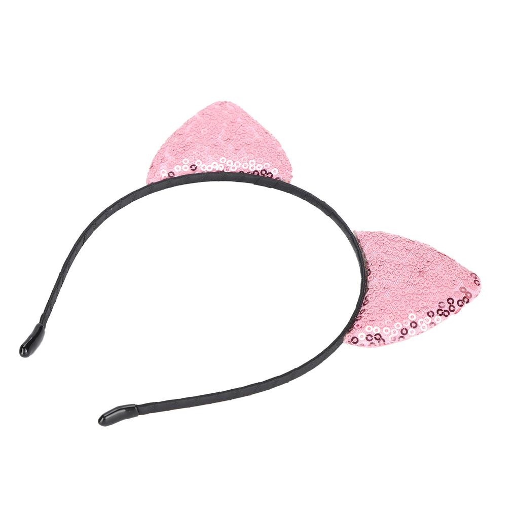 Reversible Sequin Cat Ears Headband Shiny Cat Ear Hair Hoops Women S Kitty Hair AccessoriesPink