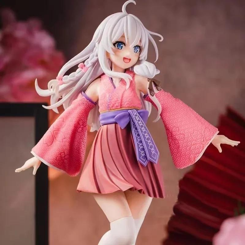 The Journey of Elaina Anime Figures Kimono Cheongsam Elaina Doll Action Figure PVC Model Collect Toys for Children Birthday Gift