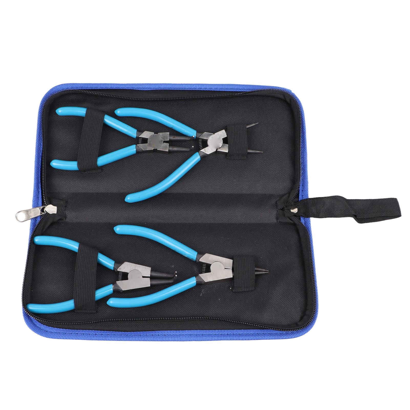 

4 шт. 6-дюймовые плоскогубцы со стопорным кольцом, внешние, внутренние, с прямыми и изогнутыми кончиками губок, плоскогубцы для стопорных колец