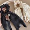Elegant Pearl Lace Bow Headband & Hair Tie Set for Women