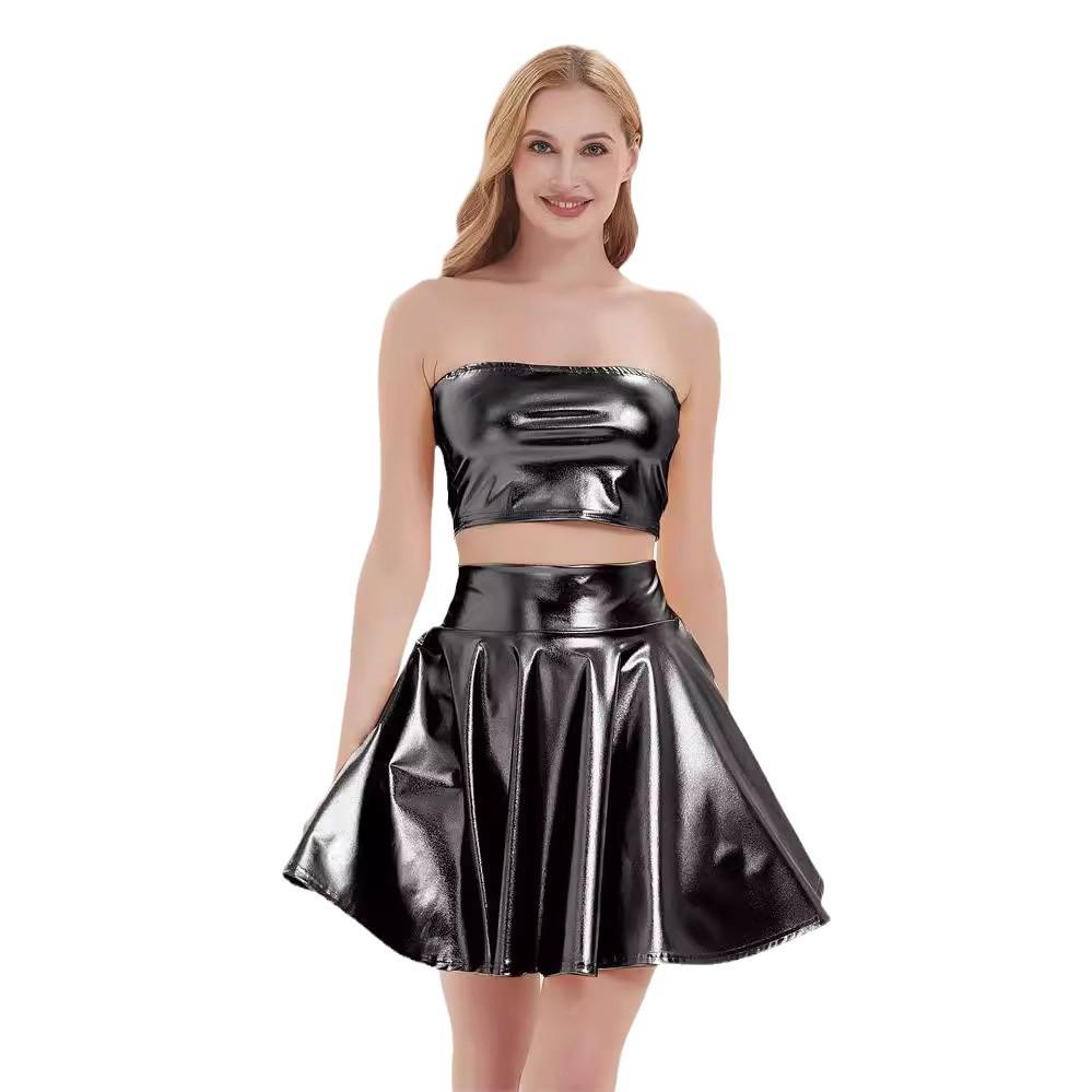 Women's Nightclub Performance Metal Pleated Skirt