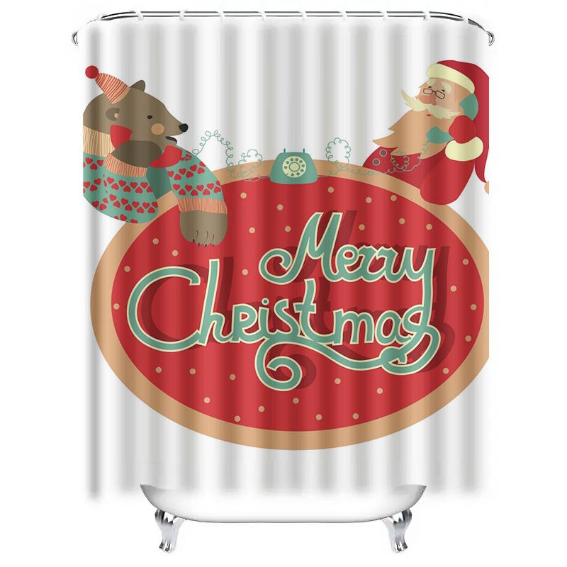 Tu Festive Christmas Shower Curtainholiday Bathroom Decorsanta Claus Designwaterproof Fabricholiday Homexmas Giftfestive Styleun