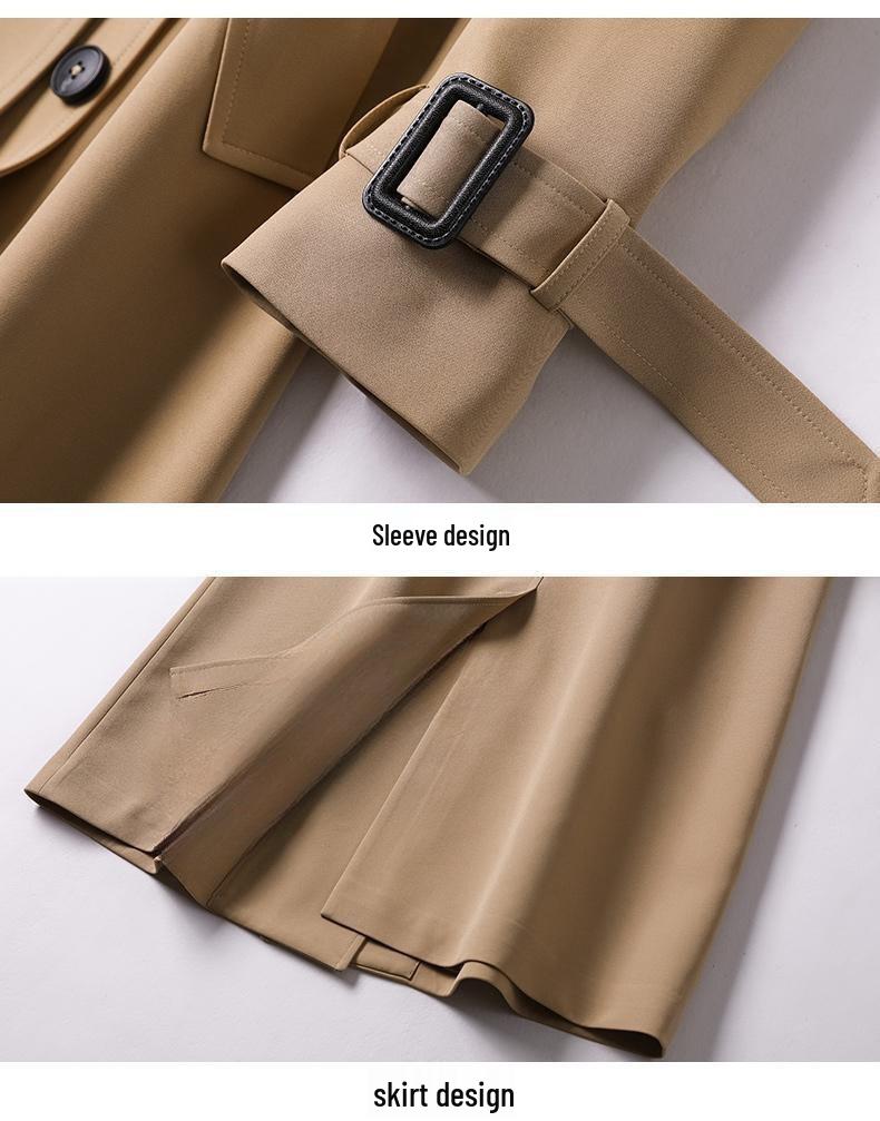 2024 Slim Classic Over-the-Knee Trench Coat for Women - Mid-Length Korean Style, Loose Fit, Petite Trendy Overcoat