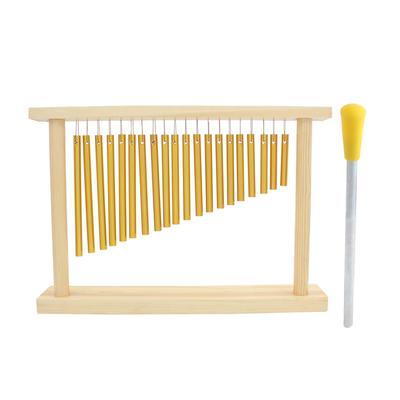 20 Bars Single Row Musical Percussion Chimes Instrument Wind Bell With Wood Stand Stick