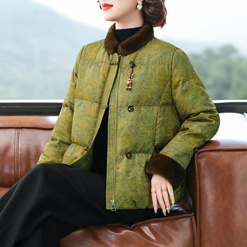 

2025 New Arrival: Chinese Style Mom s Winter Down Jacket for Elderly Women - Autumn/Winter Cotton Outerwear 3XL (suitable for 155-170 jin)