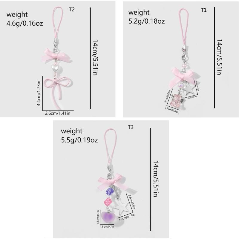 Lovely Bear And Star Dices Key Holder with Ribbon Bowknot Comfortable Resin Alloy Materials for Daily Use Casual Wear