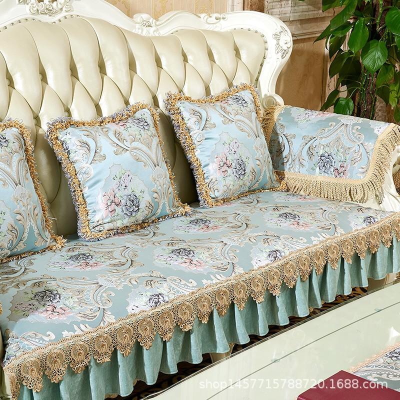 European High Density Jacquard Lace Sofa Cover Seasons Universal Slipcover Couch Furniture Recliner Protector Anti-Slip Luxury