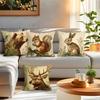 4 Pcs Forest Animal Retro Illustration Single-Sided Printed Pillowcase For Home Living Room Bedroom Car Decoration