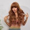 ALAN EATON Long Wavy Synthetic Wigs Ombre Brown Hair Wigs with Bangs for Women Cosplay Daily Party Dating Heat Resistant Fiber Wig
