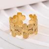 Women's Adjustable Titanium Steel Floral Ring - Non-fading, Lightweight Luxury Design Jewelry