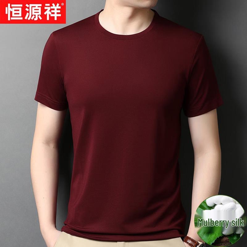 Hengyuanxiang Men's Silk Blend Short Sleeve T-Shirt