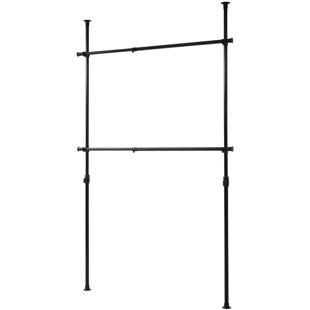 YAMAZEN Tension Pole Hanger Width Height Rack, Black, 97.5-166cm, 140-280cm, Double, Extendable, WJ-775(BK)