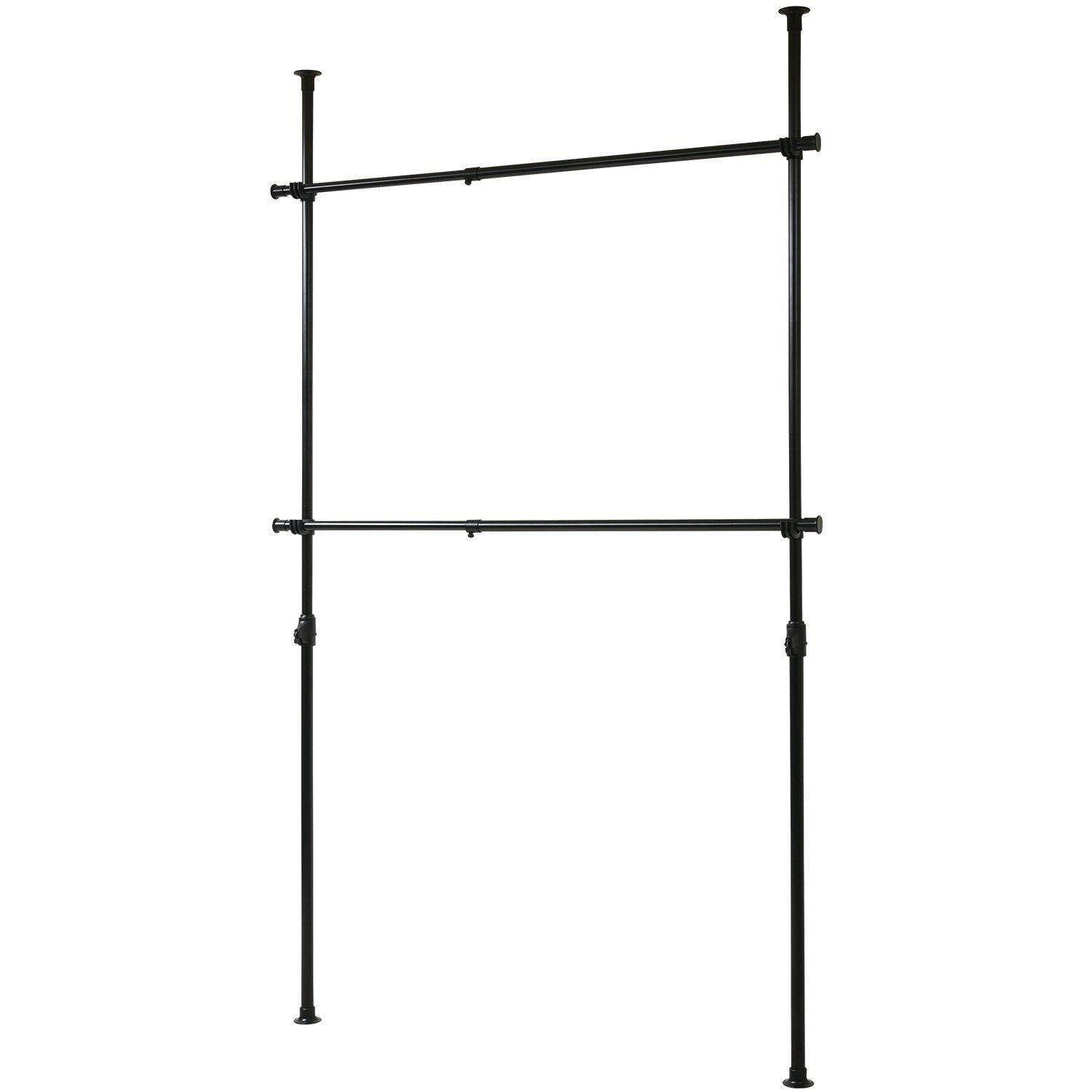 

YAMAZEN Tension Pole Hanger Width Height Rack, Black, 97.5-166cm, 140-280cm, Double, Extendable, WJ-775(BK) чёрный
