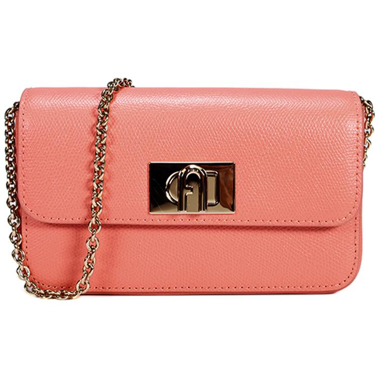 

New Furla 1927 Collection Pebbled Leather Crossbody Bag, Shoulder Bag Women s Orange Red WE00265-ARE000-PO000 17.0*4.1*8.9CM