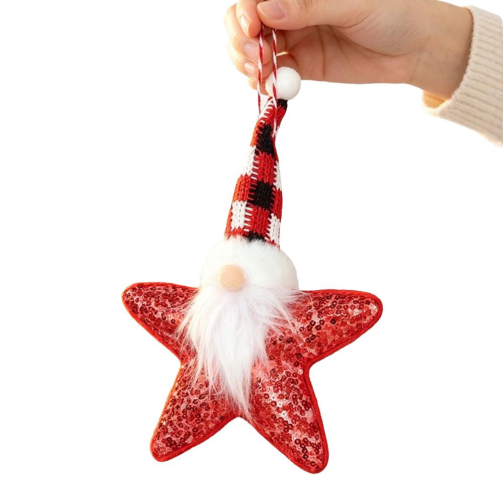 Sequined Fabric Christmas Gnome Ornament Hanging Star Gnome Decoration Christmas Tree Decor