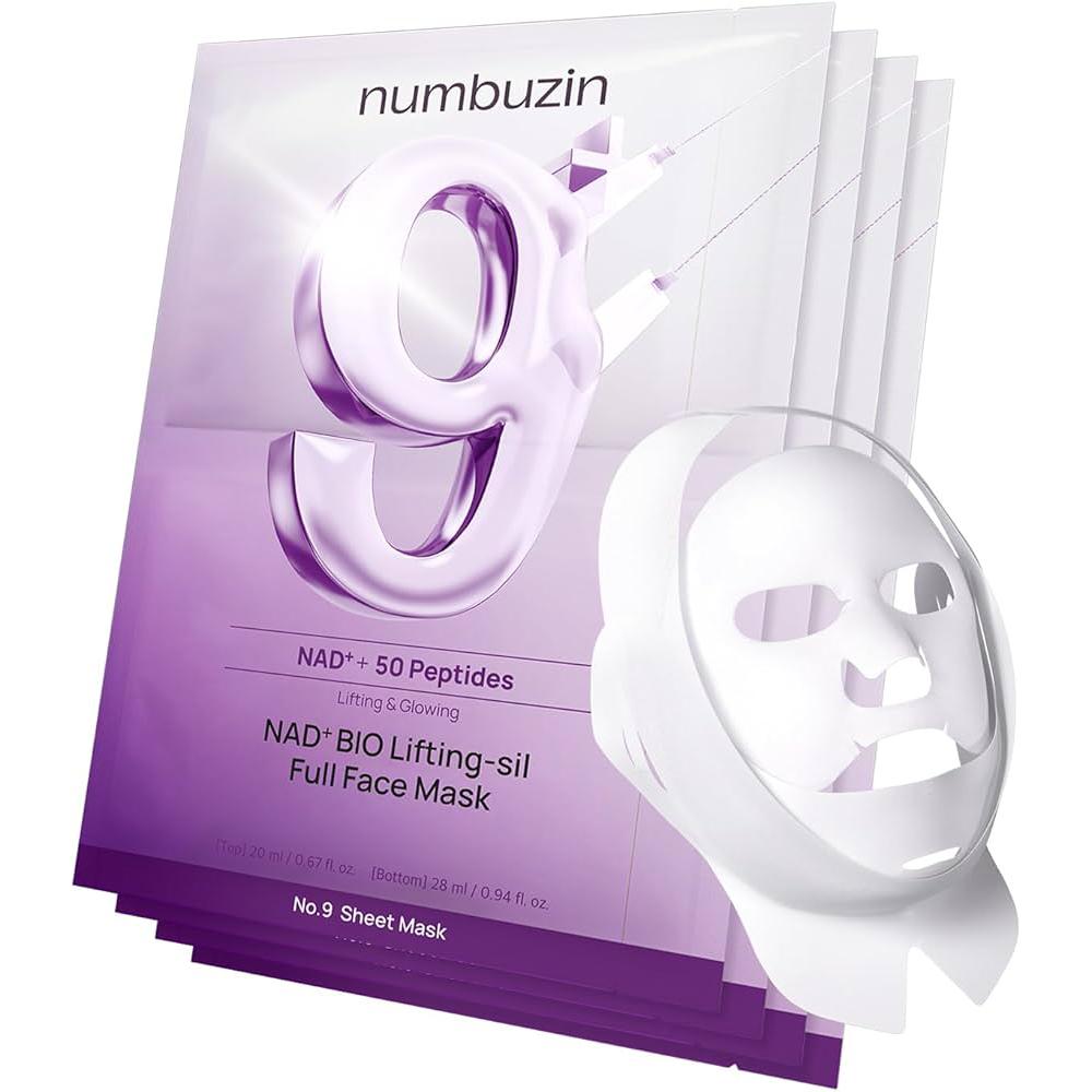 Numbuzin No.9 NAD Bio Lifting-sil Full Face Mask (4 Sheets) – Lifting Care, Elasticity Boost, Korean 4 sheets