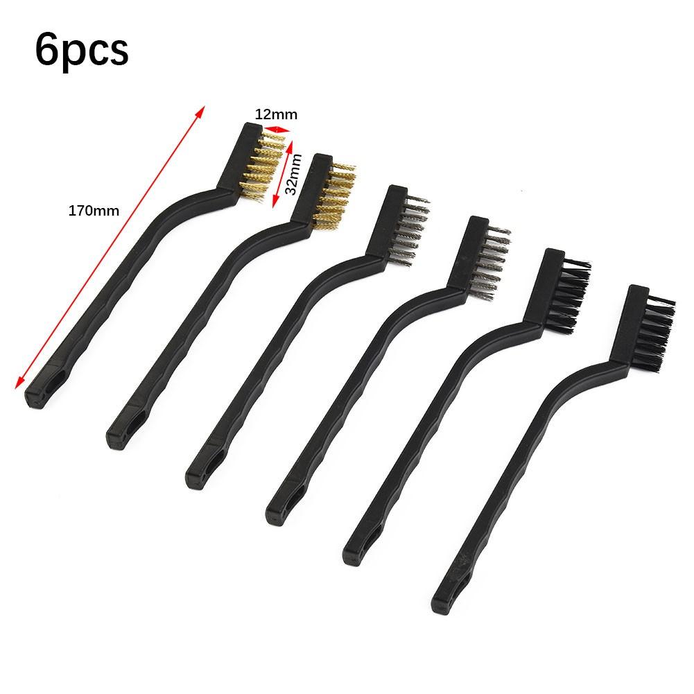 

Набор из 6 проволочных щеток Маленькие Длинные Стальные Латунные Нейлоновые Металлические Удалители Ржавчины Краски Очистители