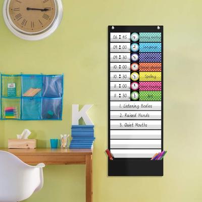 Daily Schedule Pocket Chart 13+1 Pockets Educational Chart for Classroom Office Home Preschool Activity