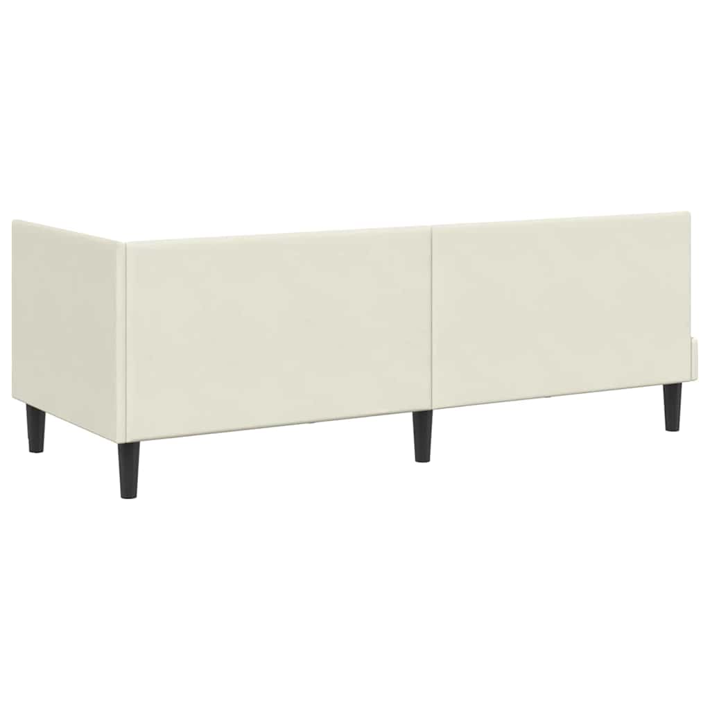Corner Bed Frame with Mattress and Headboard 2 Pcs Cream Velvet