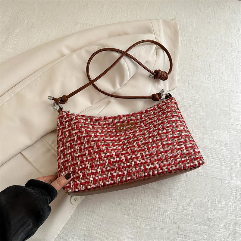 Stylish Retro Plaid Large Capacity Tote Bag For Women 2024 New Korean Trend