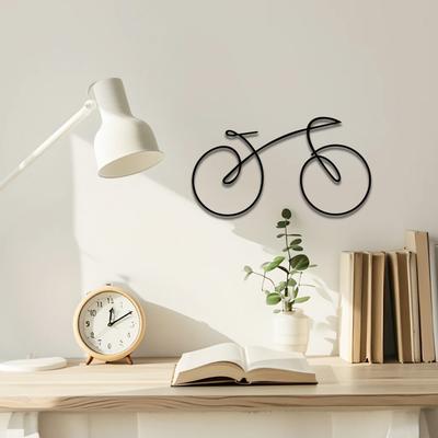 1 Pièce Décoration Murale en Fer, Décor Mural Vélo Art Ligne, Décor Mural Minimaliste, Panneau Géométrique Vélo, Décor Mural Maison et Salon, Cadeau.